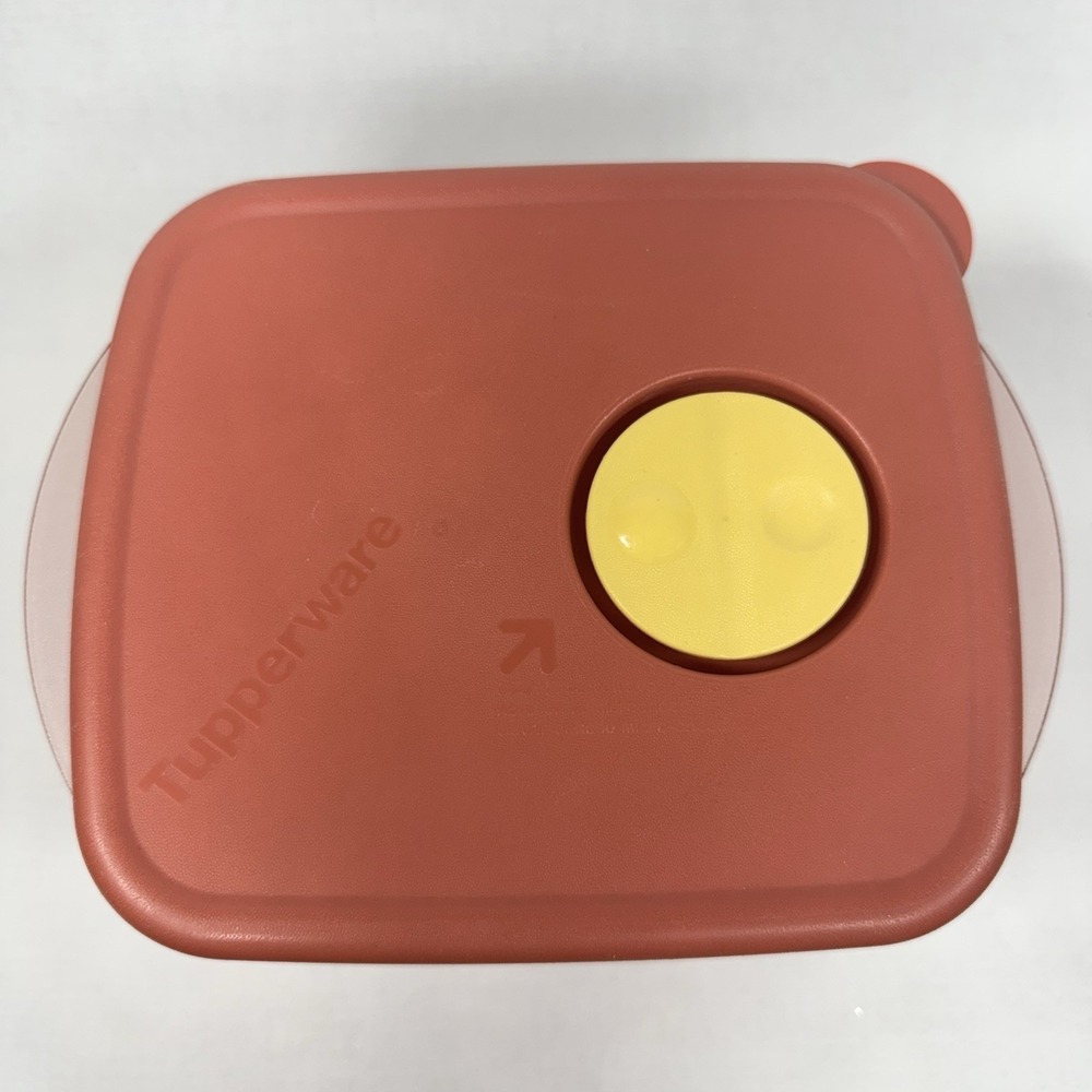 Set Of 5 Vintage Rock N Serve Tupperware Orange w Yellow Vent Lids - Picture 3 of 16